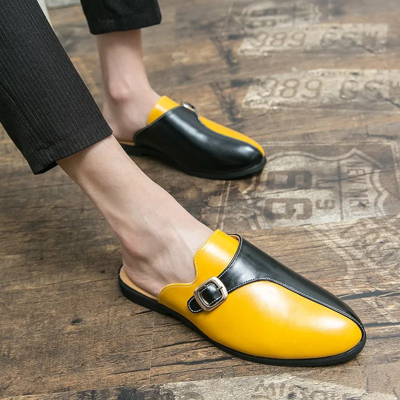 Skechers Loafers Men's Faux Leather Double Colored Backless Loafers