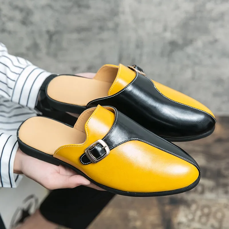 Dress Shoes Vs Loafers Men's Faux Leather Double Colored Backless Loafers