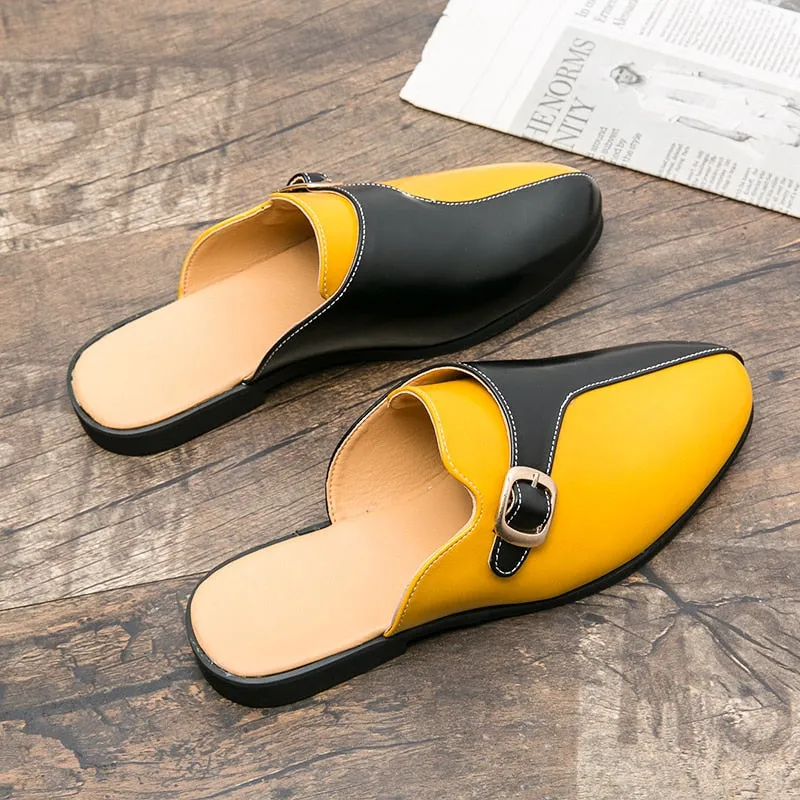 Men's Faux Leather Double Colored Backless Loafers Christy Loafers