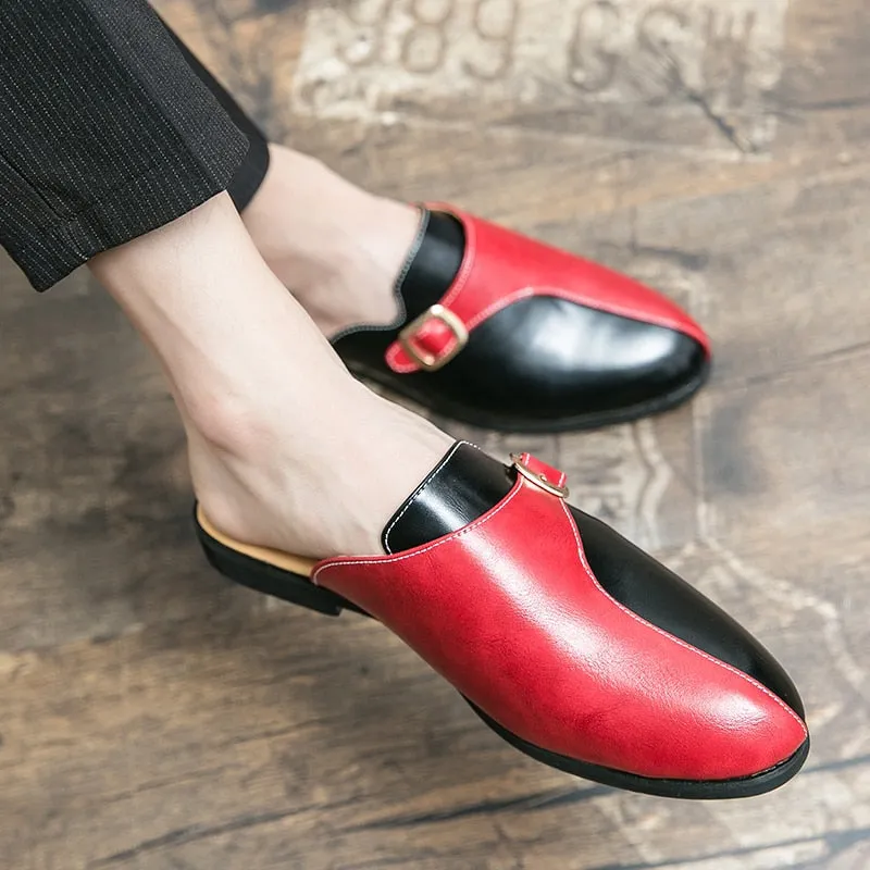 Flattered Loafers Men's Faux Leather Double Colored Backless Loafers