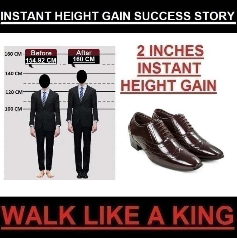 Viakix Sandals Men's Height Increasing Wedding Wear Brogue Lac-up Shoes