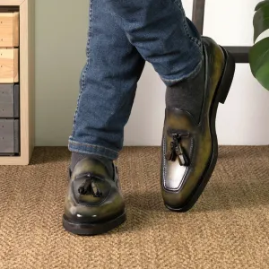 Plantar Fasciitis Work Boots Men's Loafer Shoes Patina Goodyear Welt Wide Plus Size Green 5743