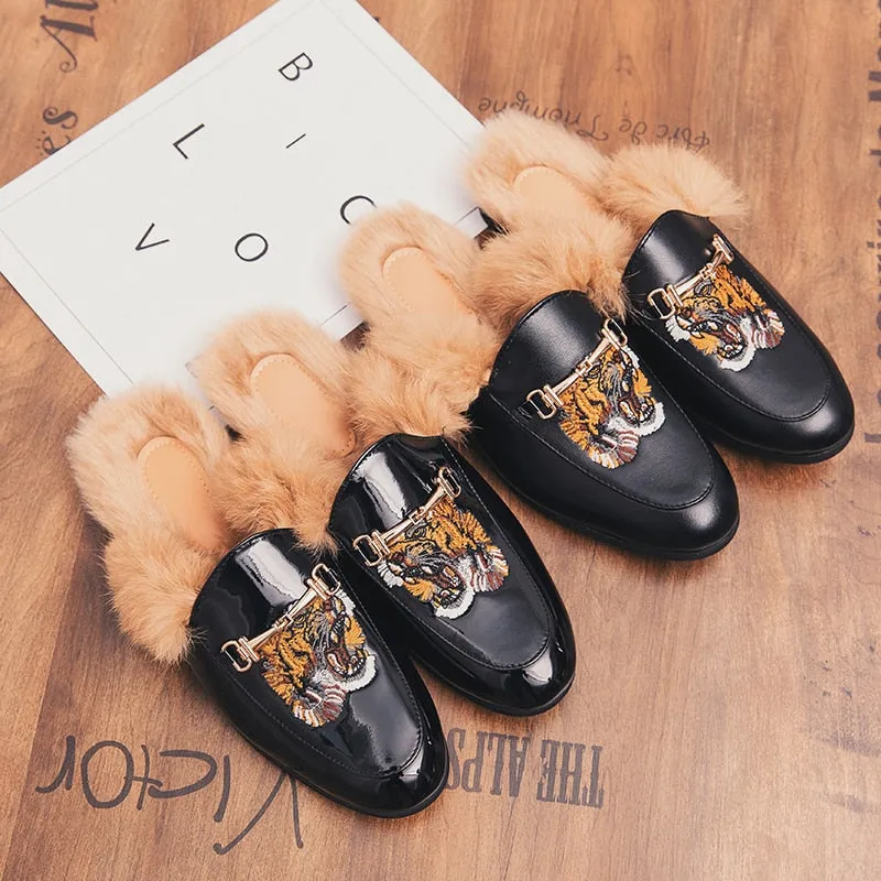 Men's Mules Italian Luxury Backless Loafers Loafers Driving