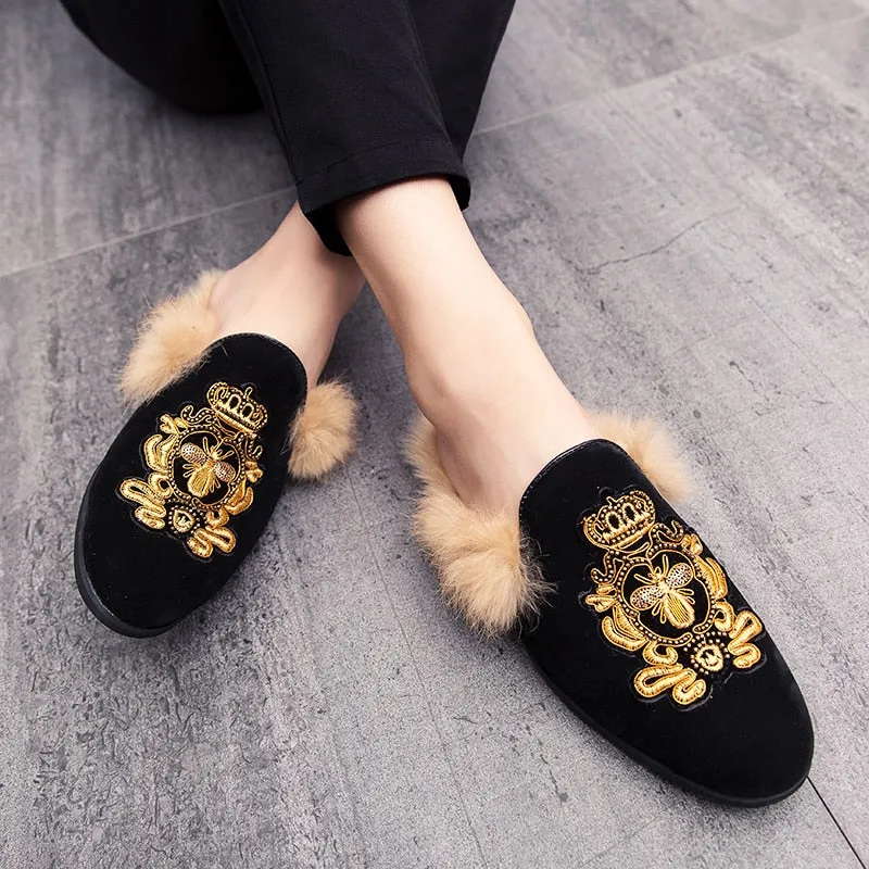 Men's Mules Italian Luxury Backless Loafers Zero Drop Loafers