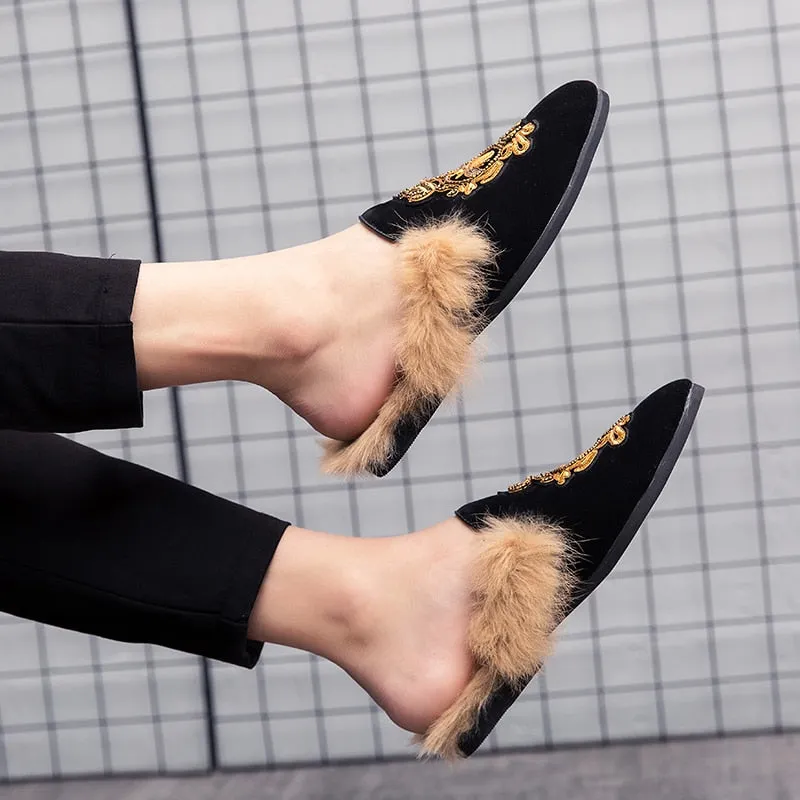 Loafers Slip Ons Men's Mules Italian Luxury Backless Loafers