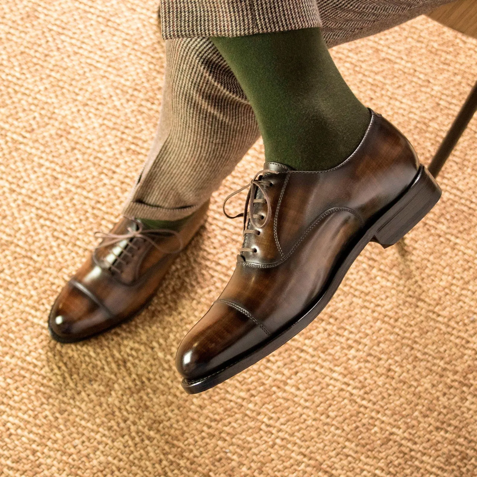 Best Work Boots For Arborist Men's Oxford Shoes Patina Leather Goodyear Welt Wide Plus Size Brown 5259