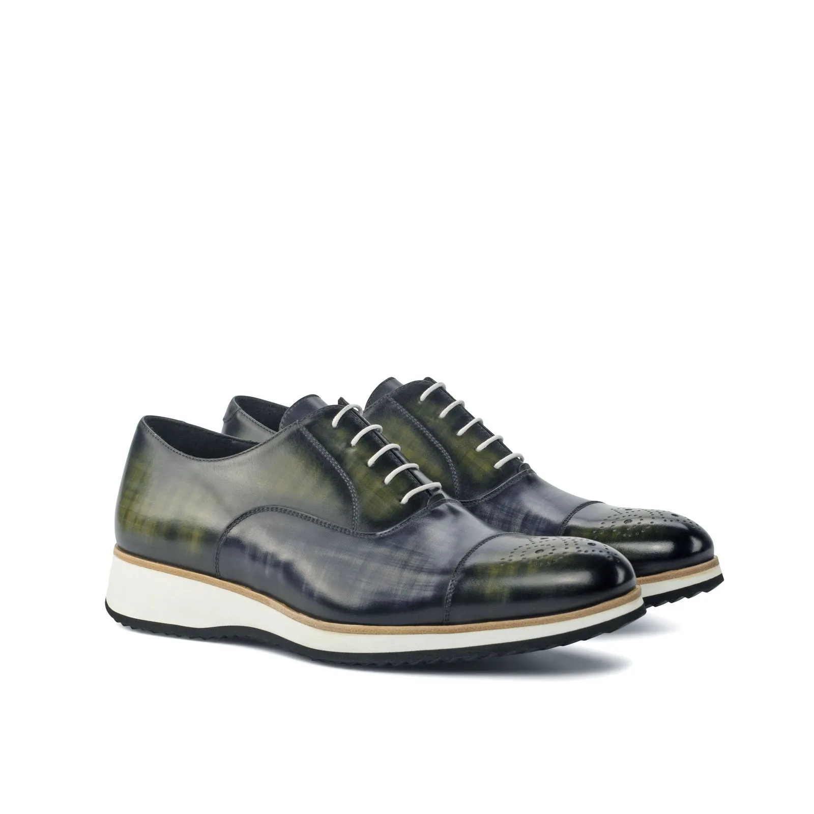 Men's Oxford Shoes Patina Wide Plus Size Grey Green 4532 Best Rated Slip On Work Boots