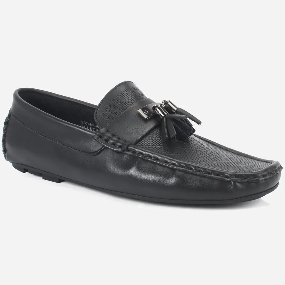 Driving Flats Shoes Mens "JAVEIR" Slip-on Buckled Moccasins Shoes