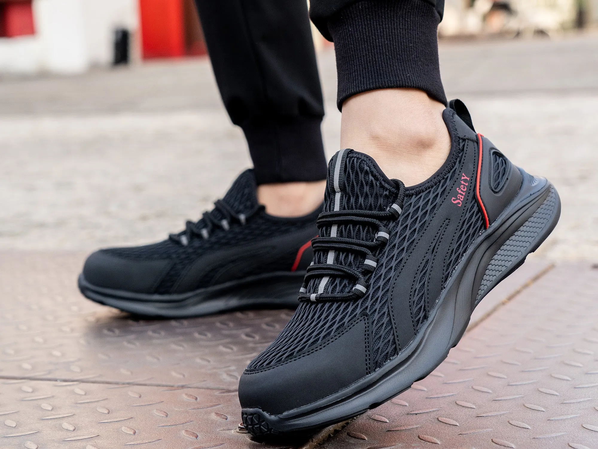 Best Barefoot Work Boots Men's Slip-On Steel Toe Shoes Comfortable Lightweight Industrial Construction Indestructible Safety Work Shoes