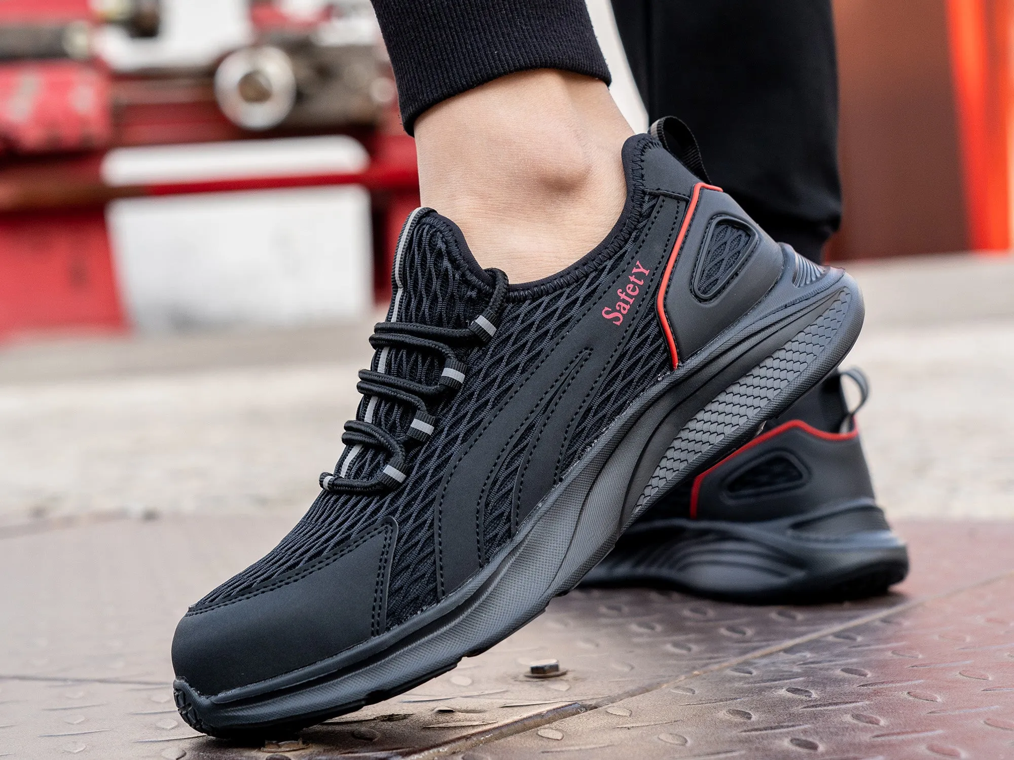 Catalyst Work Boots Men's Slip-On Steel Toe Shoes Comfortable Lightweight Industrial Construction Indestructible Safety Work Shoes