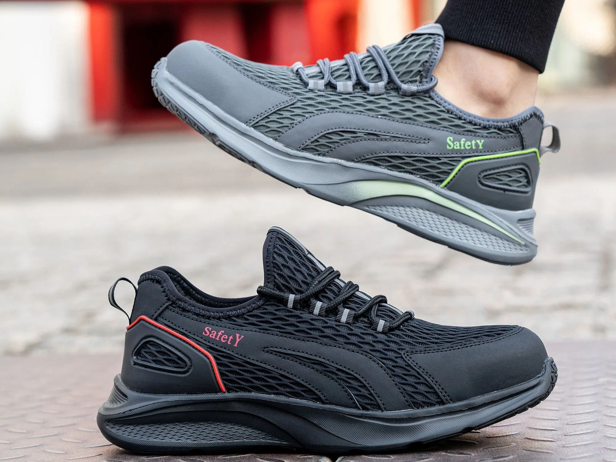 Cowboy Work Boots Cheap Men's Slip-On Steel Toe Shoes Comfortable Lightweight Industrial Construction Indestructible Safety Work Shoes