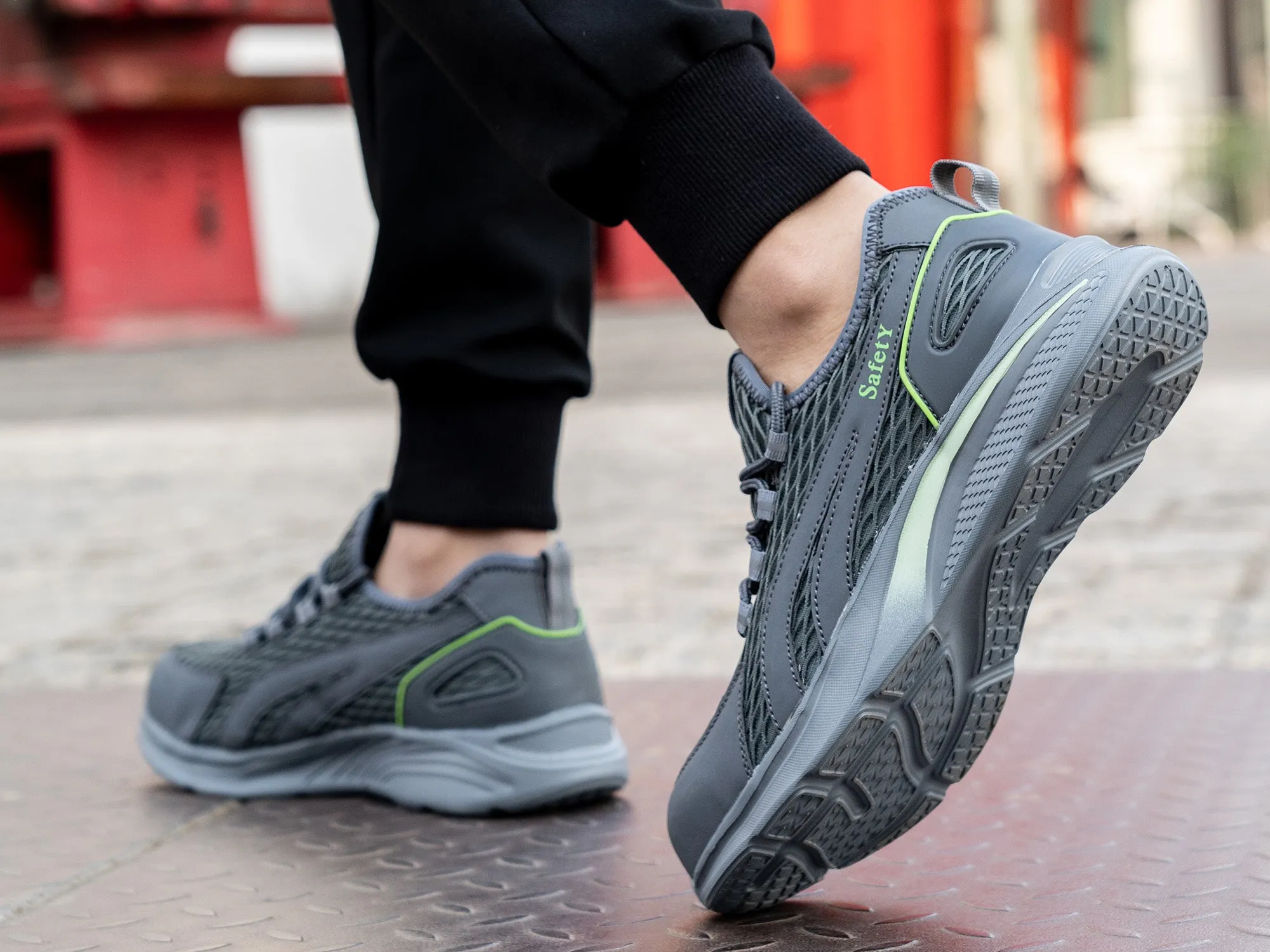 Ortho Work Boots Men's Slip-On Steel Toe Shoes Comfortable Lightweight Industrial Construction Indestructible Safety Work Shoes