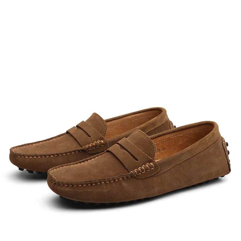 Rugged Penny Loafers Men's suede penny loafers soft casual driving shoes daily slip on flats