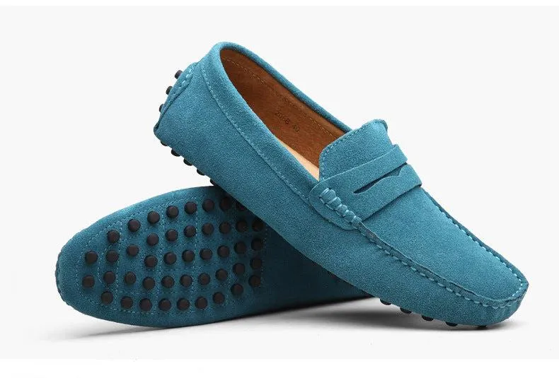 Men's suede penny loafers soft casual driving shoes daily slip on flats Bass Shoes Loafers
