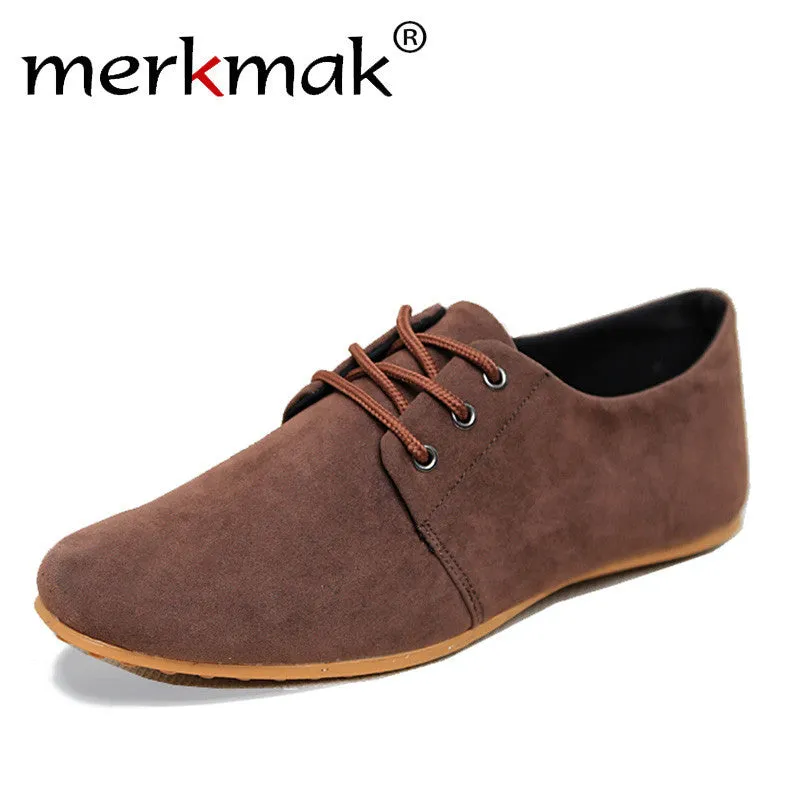Blue Flat Shoes Merkmak 2017 New Men Shoes Casual Suede Leather Flat Shoes Male Mens Canvas Driving Shoes Men's Flats Shoes for Man