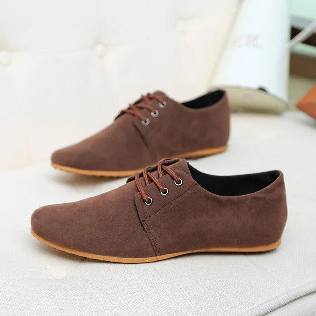 Merkmak 2017 New Men Shoes Casual Suede Leather Flat Shoes Male Mens Canvas Driving Shoes Men's Flats Shoes for Man Shoe Box Flat Rate