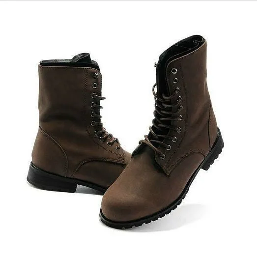 Merkmak Men Ankle Martin Boots High Quality Fashion PU leather High Top Motorcycle Boots Spring Winter Men Boots Shoes Wholesale Ostrich Skin Work Boots