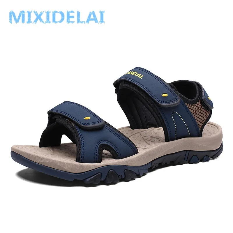 MIXIDELAI High Quality Summer Men Sandals Leather NonSplit Soft Comfortable Men Shoes New Fashion Men Casual Shoes Size 39~46 Gentle Soul Sandals