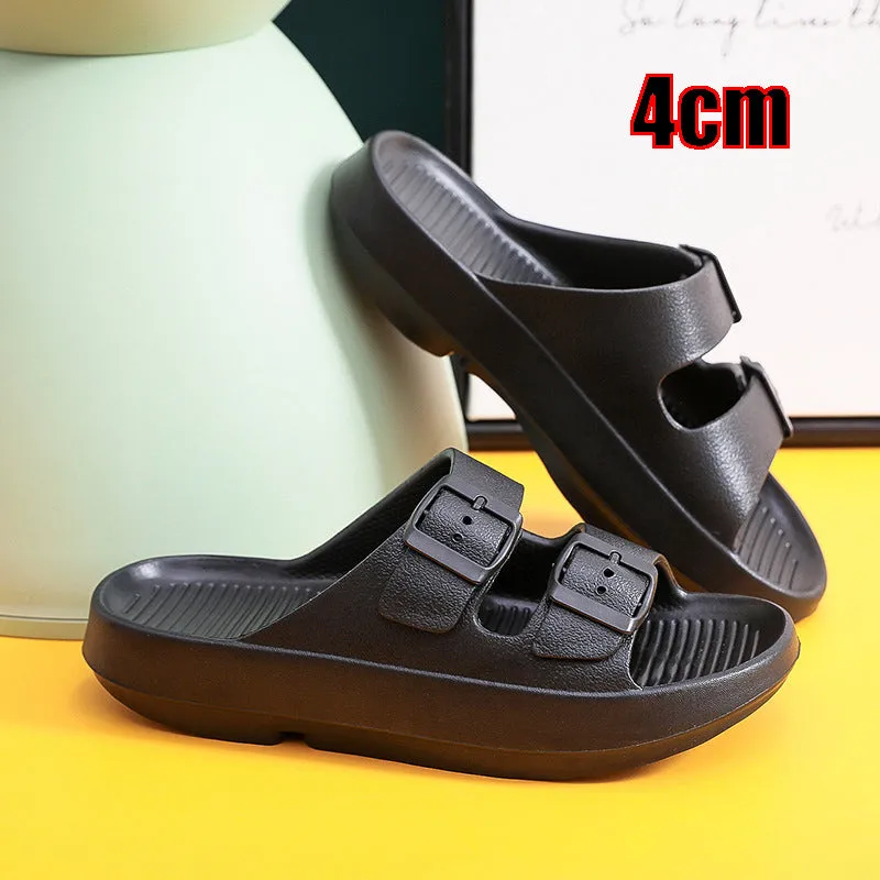 Yeknu Rimocy Thick Platform Buckle Cloud Slippers Women Summer Beach EVA Non-slip Slides Sandals Woman Comfy Soft Sole Unisex Slippers Flip Flops Review