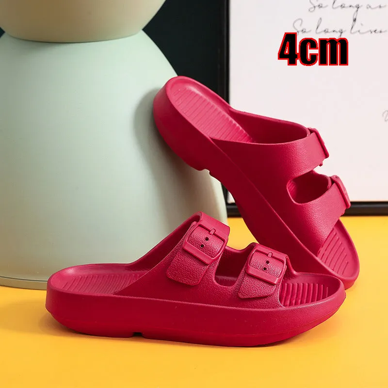 Yeknu Rimocy Thick Platform Buckle Cloud Slippers Women Summer Beach EVA Non-slip Slides Sandals Woman Comfy Soft Sole Unisex Slippers Ed Hardy Flip Flops