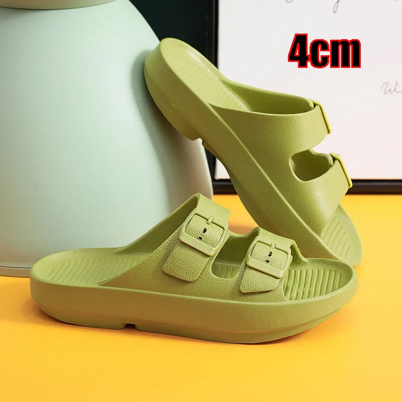 Yeknu Rimocy Thick Platform Buckle Cloud Slippers Women Summer Beach EVA Non-slip Slides Sandals Woman Comfy Soft Sole Unisex Slippers O Rageous Flip Flops