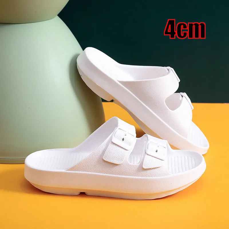 Yeknu Rimocy Thick Platform Buckle Cloud Slippers Women Summer Beach EVA Non-slip Slides Sandals Woman Comfy Soft Sole Unisex Slippers Comfort Cushion Flip Flops