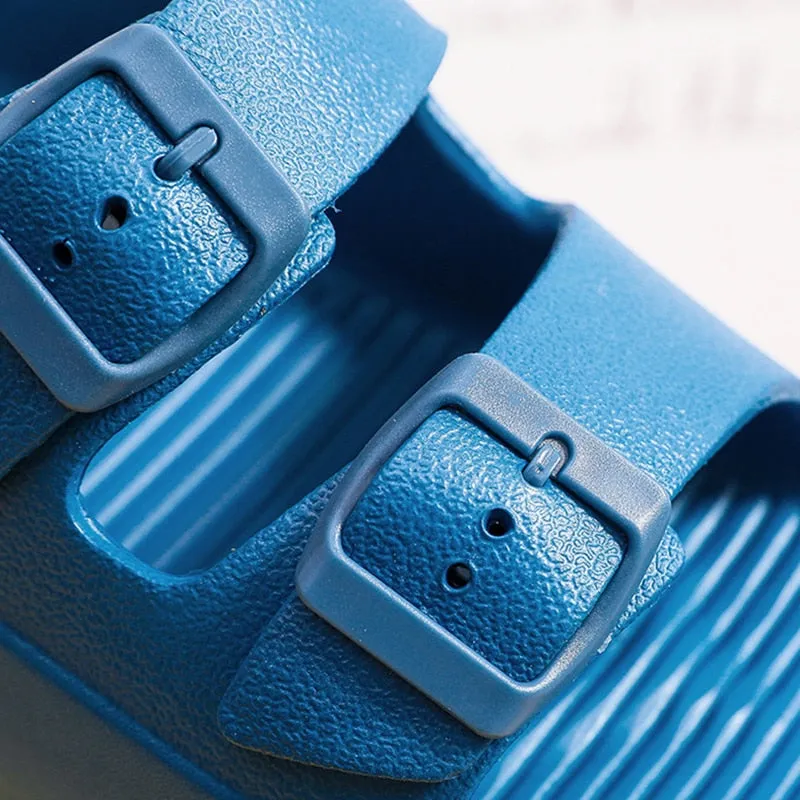 Yeknu Rimocy Thick Platform Buckle Cloud Slippers Women Summer Beach EVA Non-slip Slides Sandals Woman Comfy Soft Sole Unisex Slippers Flip Flop Circuits