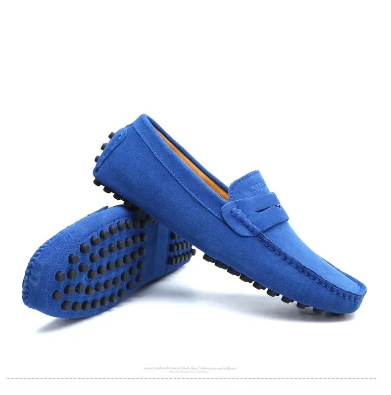 Men's suede penny loafers soft casual driving shoes daily slip on flats Loafers With Back Open