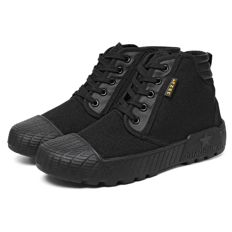 Work Boot Brands Canvas Sneakers Men Wear-resistant Sport Shoes Men Lace-Up Walking Shoes Climbing Work Tactical Sneakers Mens Casual Shoes