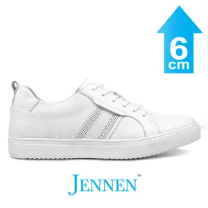 Paint For Leather Sneakers Mr. Sacil Beta White 6cm | 2.4 inch Taller Men's Gym Style Shoes Height