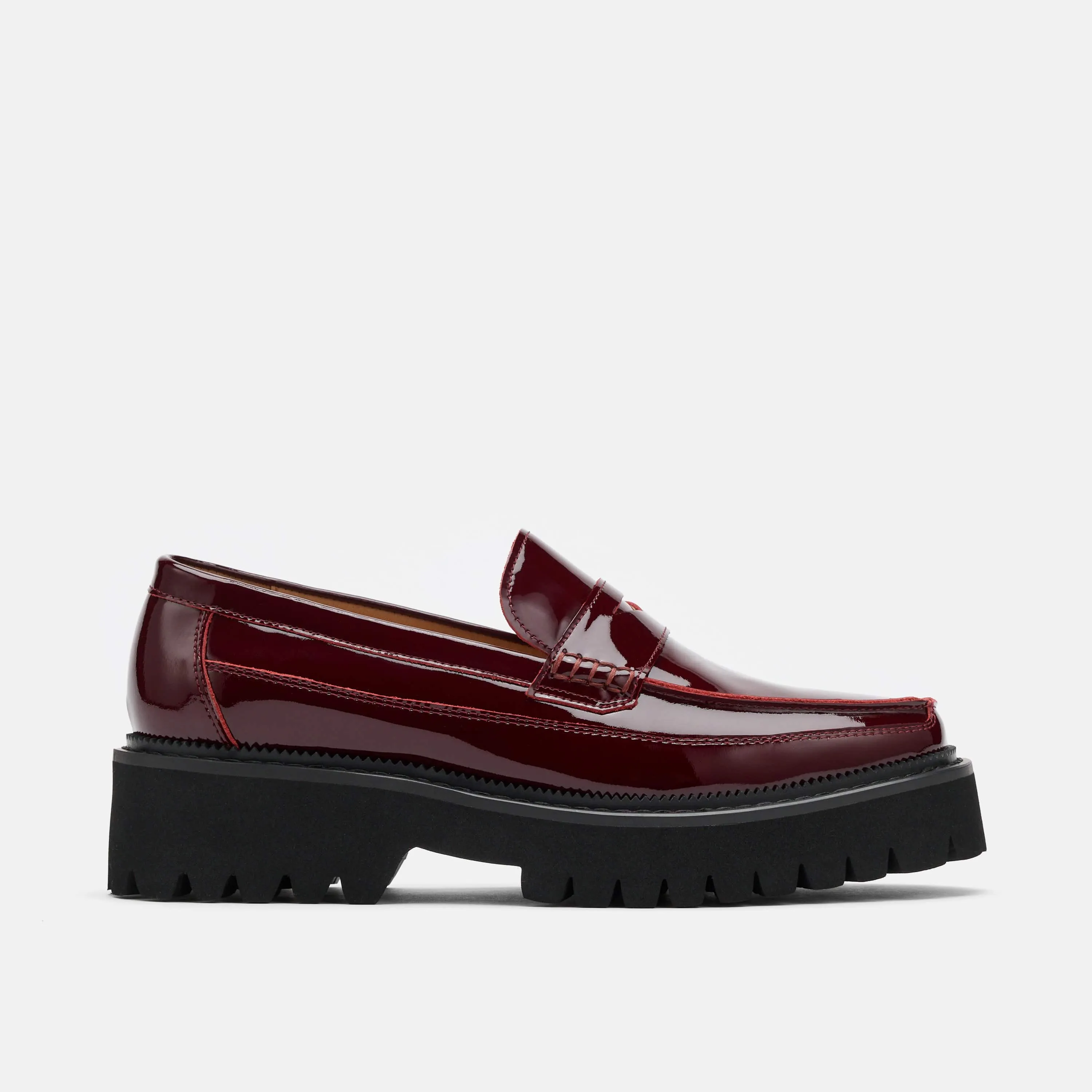 Gucci Loafers Sale Ms. Adler Wine Red Patent Leather Lug Penny Loafers