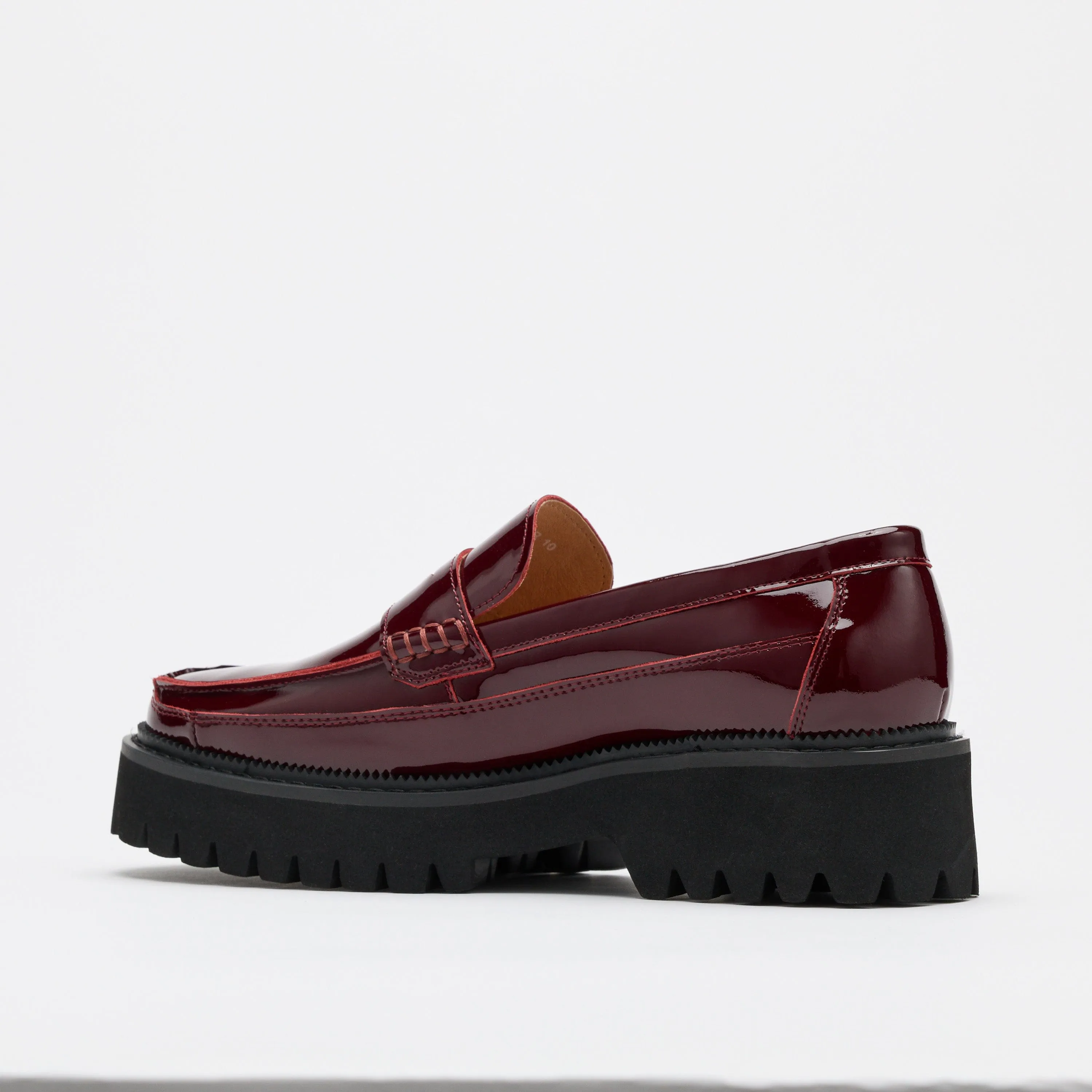 Outfits For Loafers Ms. Adler Wine Red Patent Leather Lug Penny Loafers