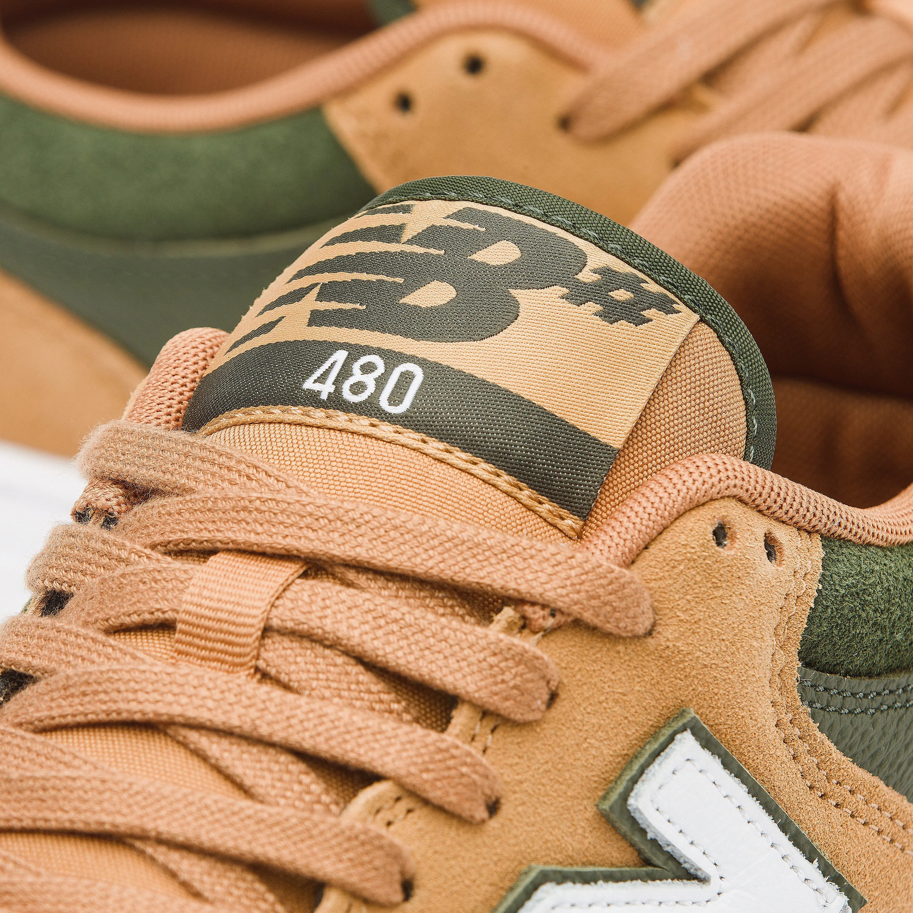 Men's New Balance Black NB NUMERIC 480 SUEDE TAN / GREEN