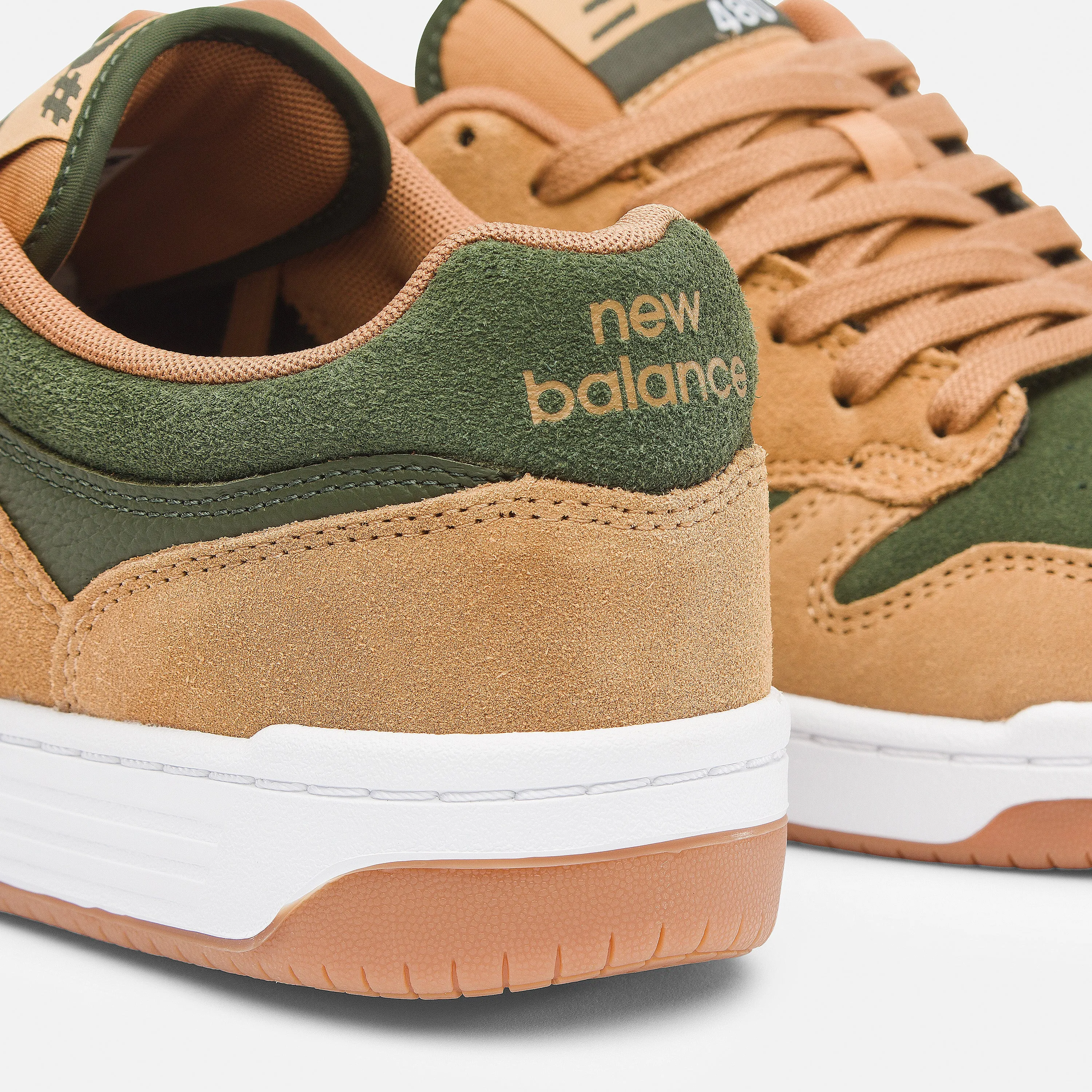 Zero Drop New Balance Shoes NB NUMERIC 480 SUEDE TAN / GREEN