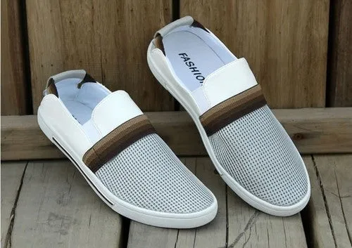 Blue Flat Shoes New 2017 fashion Men's flats Breathable Canvas Casual Shoes men flat shoes Slip-On Slippers men flats drop shipping LS004