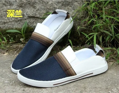 New 2017 fashion Men's flats Breathable Canvas Casual Shoes men flat shoes Slip-On Slippers men flats drop shipping LS004 Semi Formal Dress With Flat Shoes