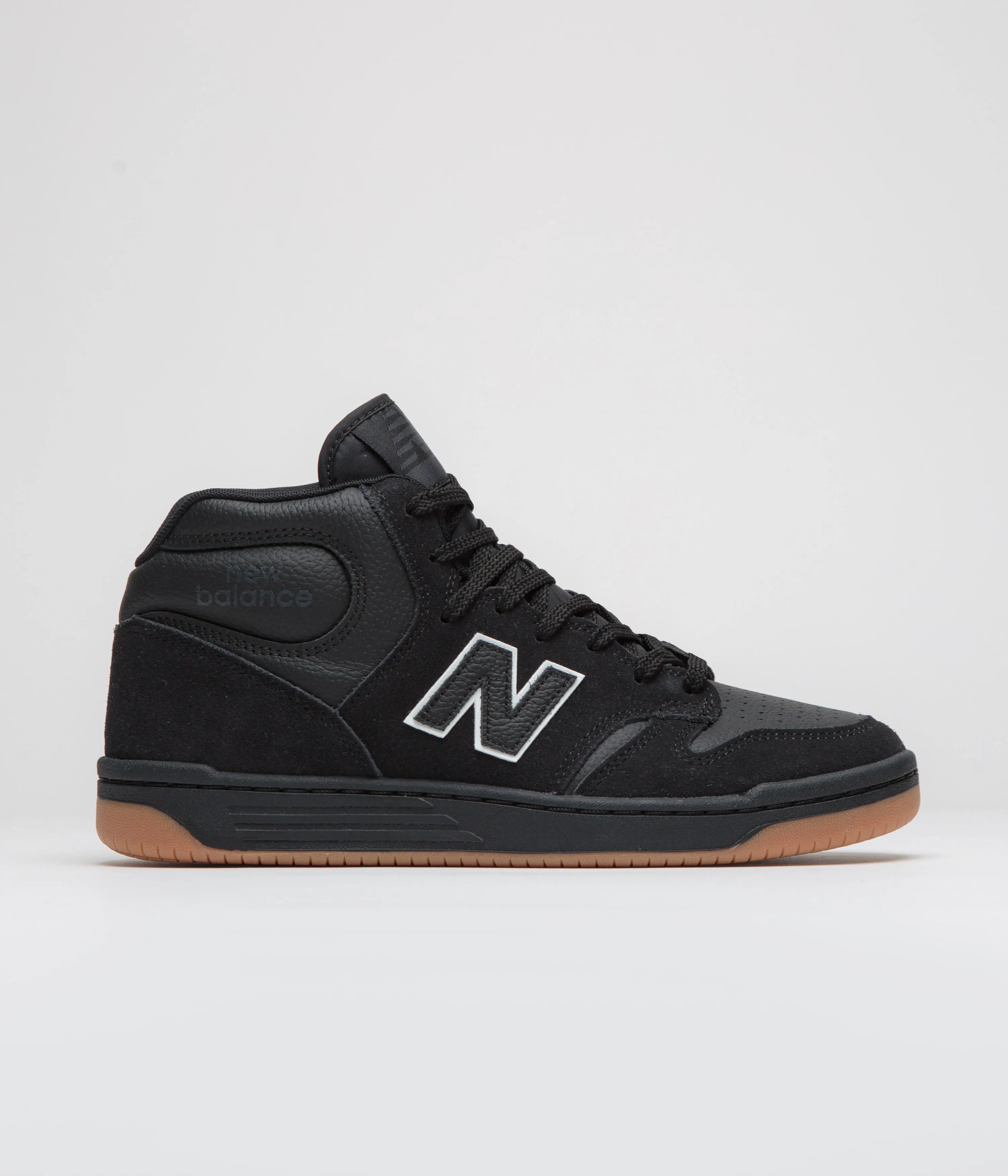 Grey New Balance Baseball Cleats New Balance Numeric 480 Hi Shoes - Black / Gum