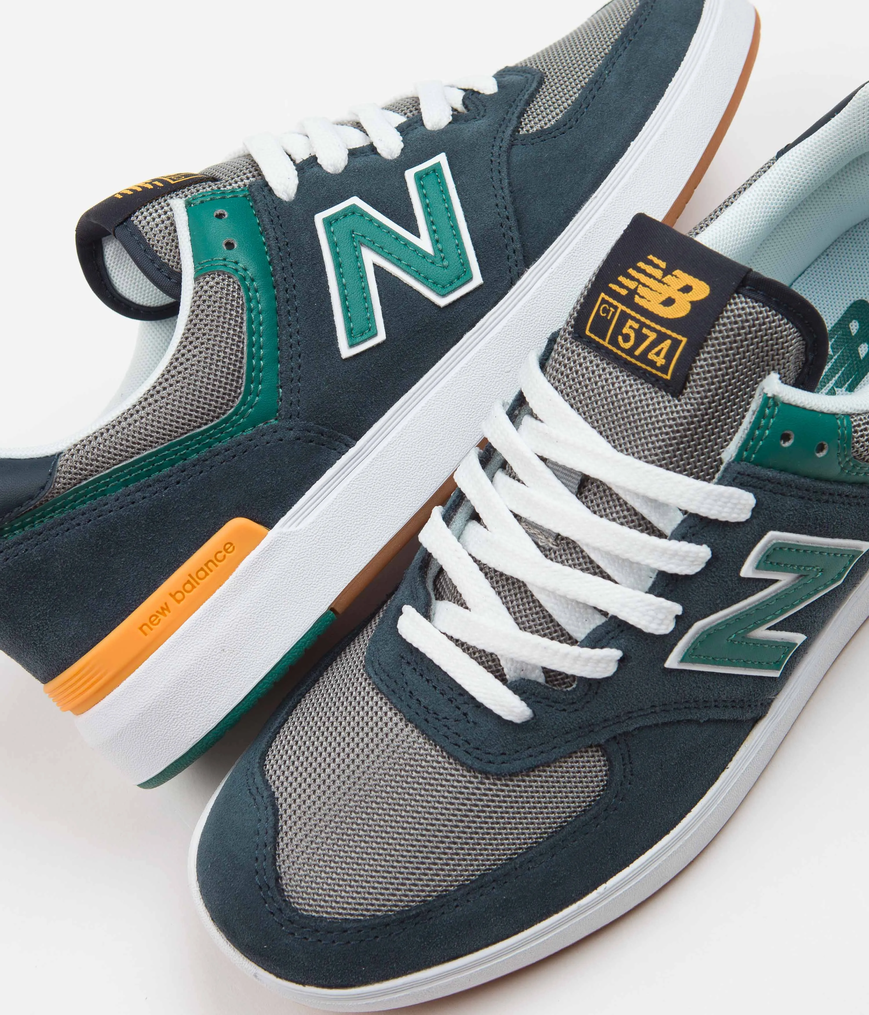 Grey New Balance Shoes Womens New Balance Numeric Pro Court 574 Shoes - Phantom / Aqua Green