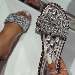 Summer Slippers Kimemoda Casual Slides Beaded Flat Sandals