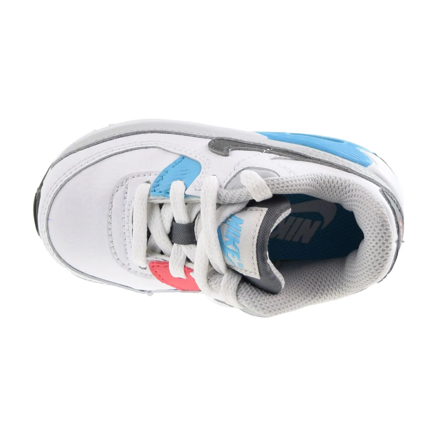 Nike Air Max 90 LTR (TD) Toddlers Shoes White-Grey-Blue Red Asics Shoes Popular