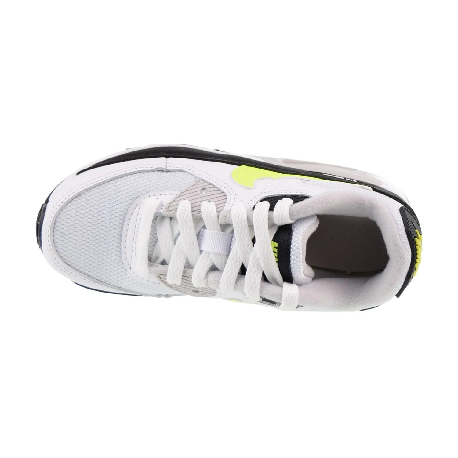 Nike Air Max 90 (PS) Little Kids' Shoes White-Black-Neutral Grey-Hot Lime Comparable To Asics Gt 2000