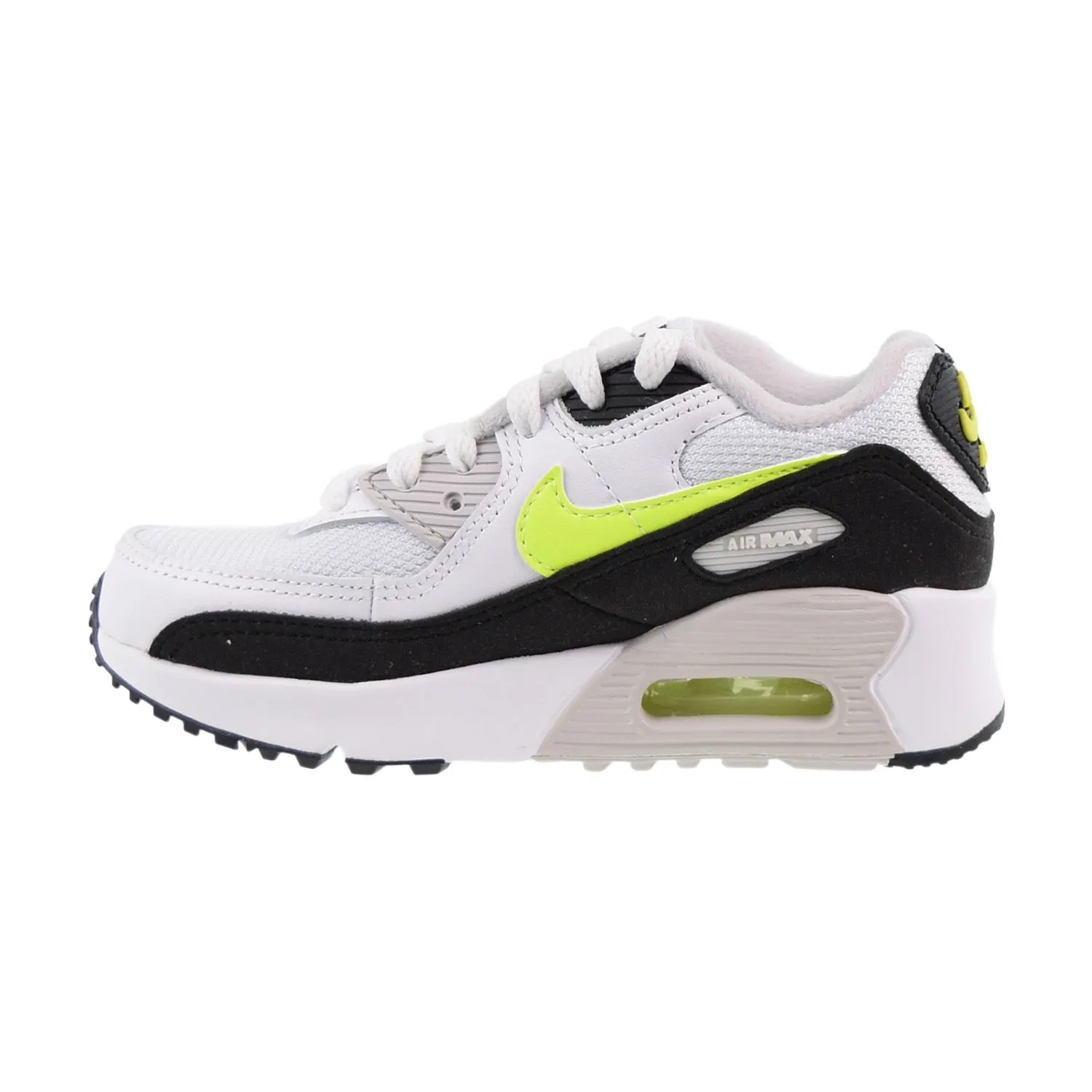Nike Air Max 90 (PS) Little Kids' Shoes White-Black-Neutral Grey-Hot Lime Gel Kayano Asics Running Shoes