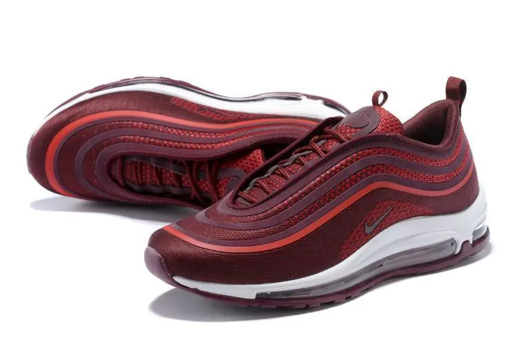 Nike Air Max 97 Ultra 17 Noble Red Wine Red White Men Shoes !!! CYBER MONDAY SALE !!! Strawberry Asics Shoes