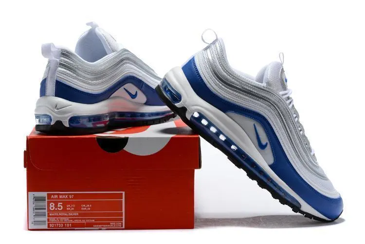 Asics Shoes Best Price Nike Air Max 97 White Royal Silver Blue Shoes !!! CYBER MONDAY SALE !!!