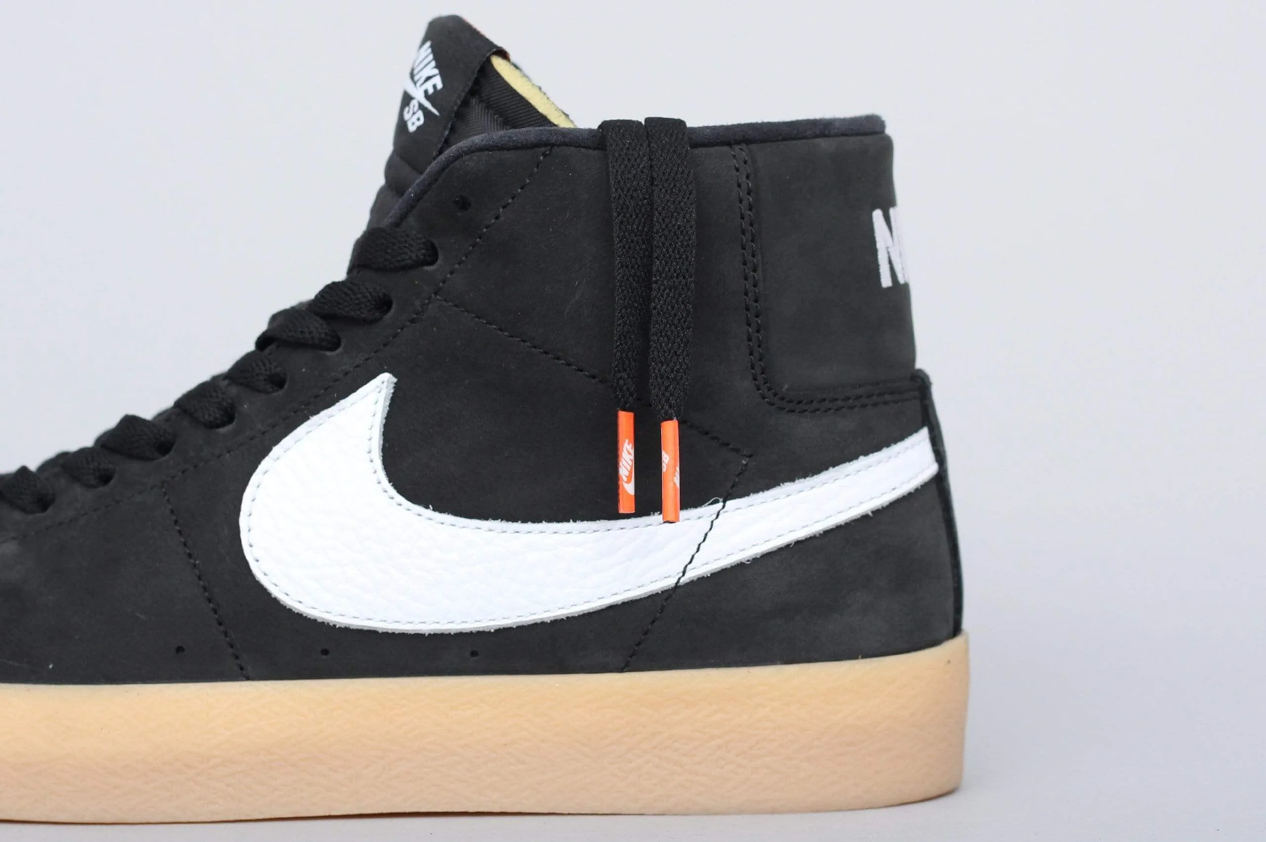Nike SB Orange Label Blazer Mid ISO Shoes Black / White - Safety Orange Asics Volleyball Shoes Malaysia