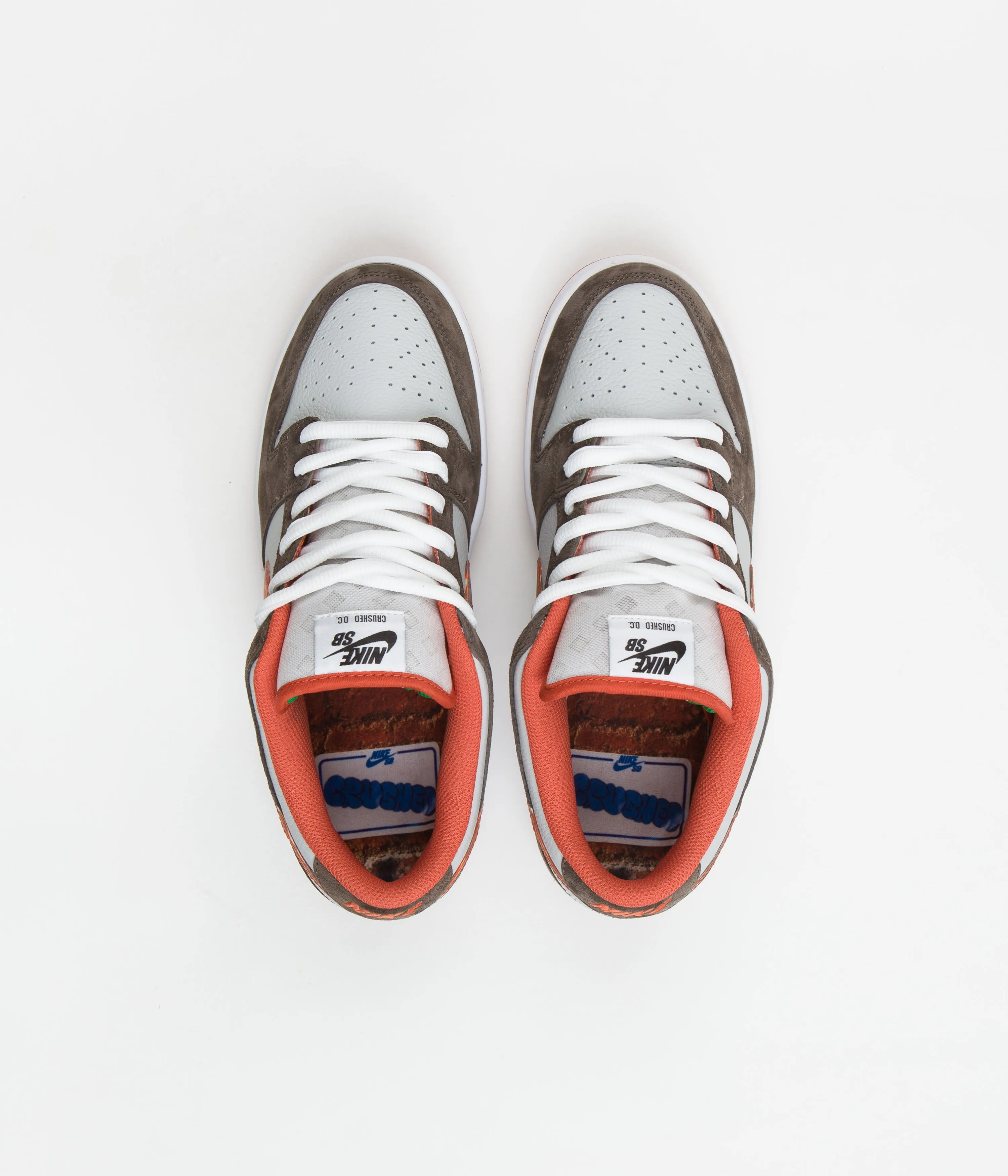 Nike SB x Crushed DC Dunk Low Pro Shoes - Olive Grey / Manta Orange - Rattan Asics Running Shoes Beginner