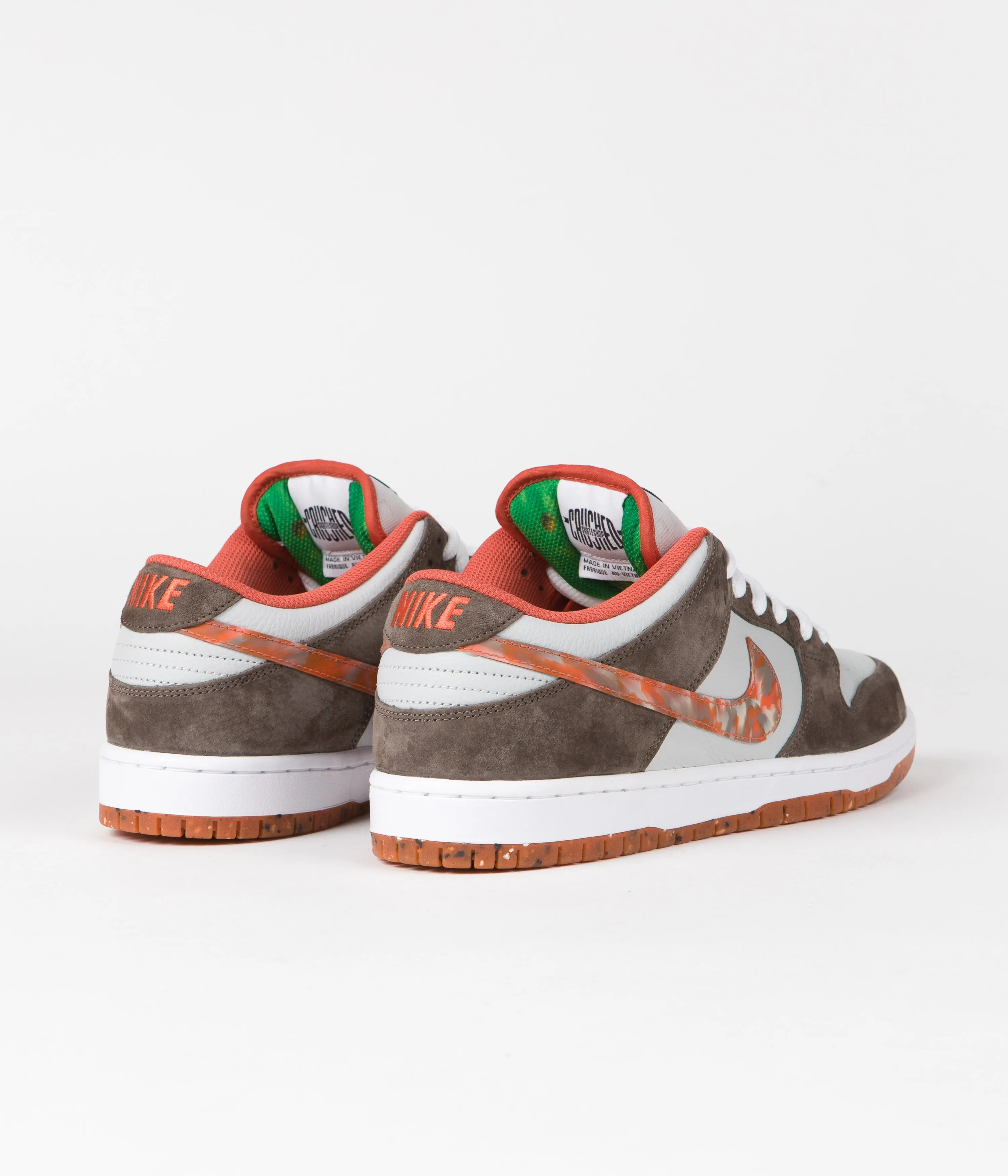 Nike SB x Crushed DC Dunk Low Pro Shoes - Olive Grey / Manta Orange - Rattan Asics Colorful Running Shoes