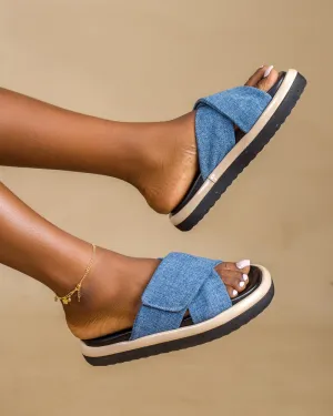 Checkered Slides N.N.O Nafi Platform slippers with cross-wide straps