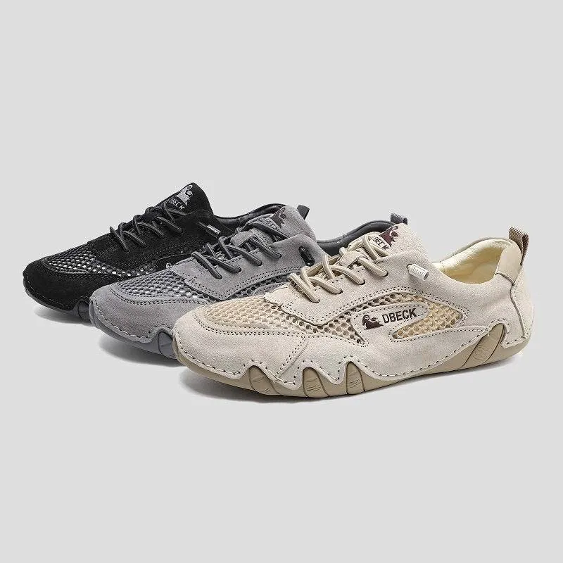 Peep Toe Mid Heel Sandals Dbeck Men's AirWalker: Men's Ultralight Breathable Loafers For Walking,Biking & Driving