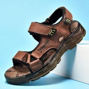 Outdoor Summer Genuine Leather Sandals Men Shoes Comfortable Sandal Male Sandalias Hiking Chaussure High Quality Shoes Men Aruba Sandals
